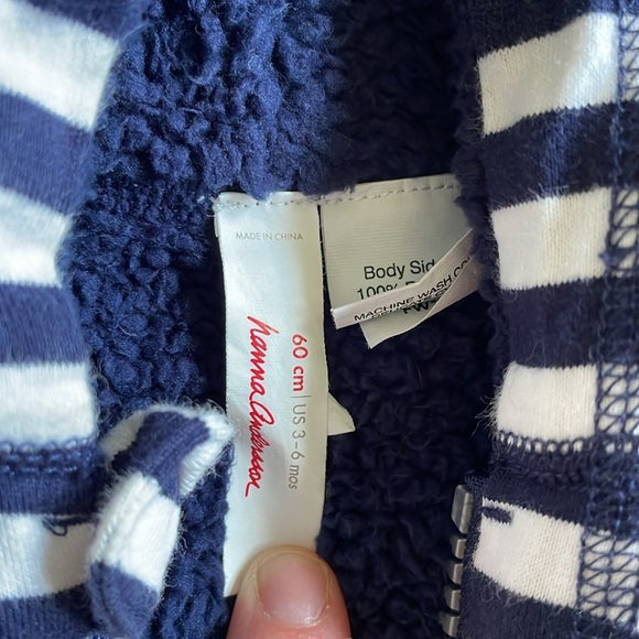 Hanna Andersson 3-6 month fleece hooded one piece - Picture 2 of 3